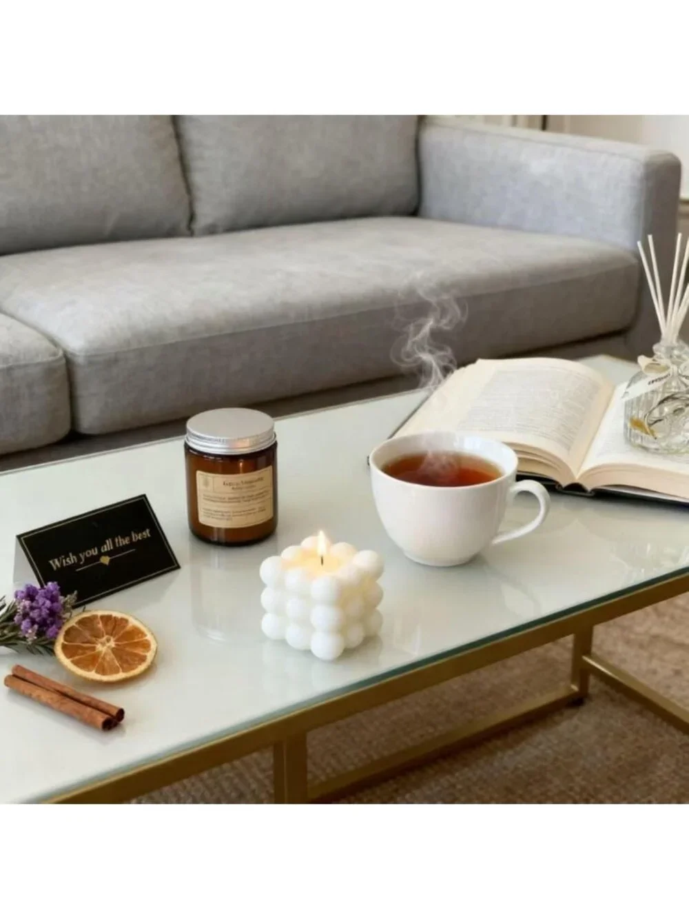 Long-Lasting Botanical Fragrance Candle & Reed Diffuser Gift Set for Home Décor